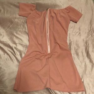 UK XL Baby Pink off the shoulder zipper back mini